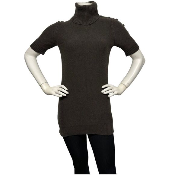 MAGASCHONI 100% Cashmere Tunic Length Sweater Button Up Turtleneck Cowl S M - Picture 5 of 16